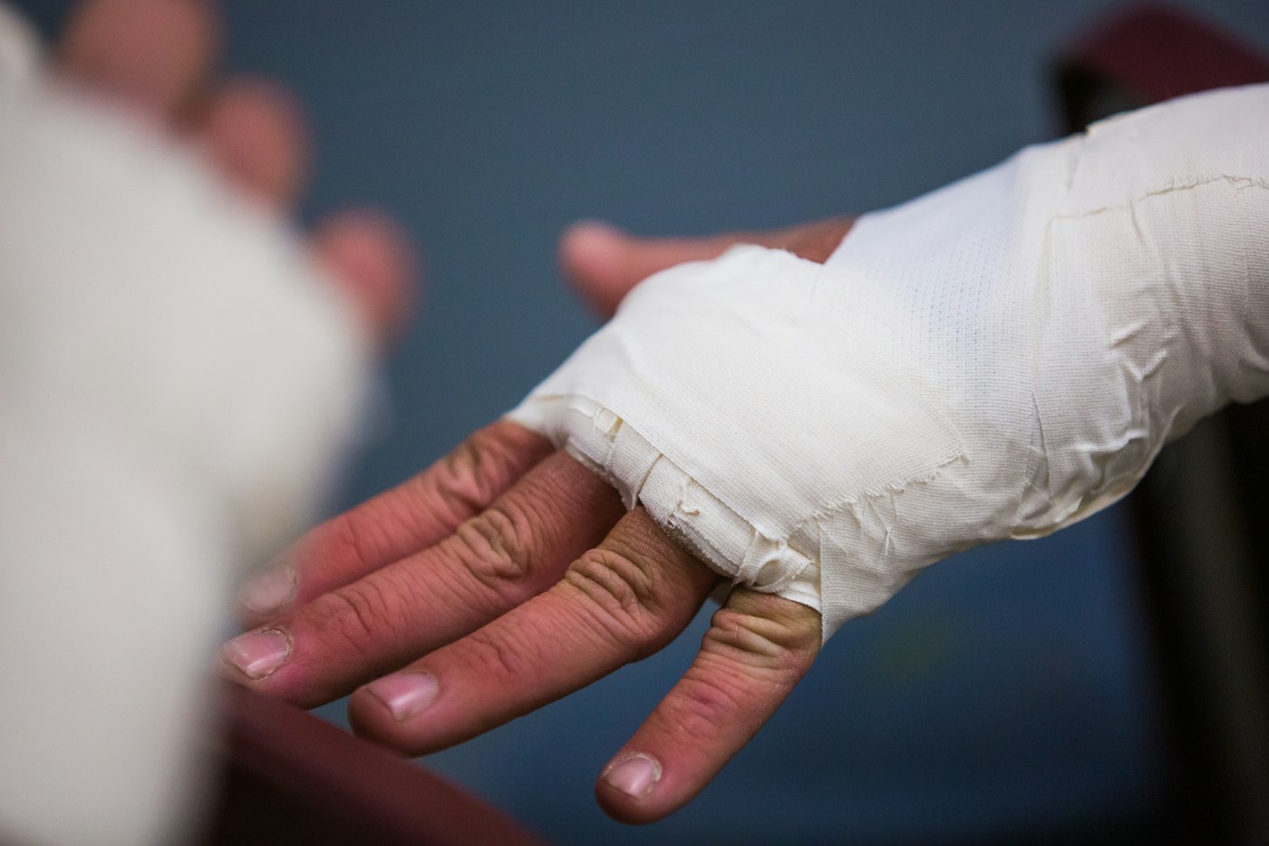 Bandaged hand after an injury